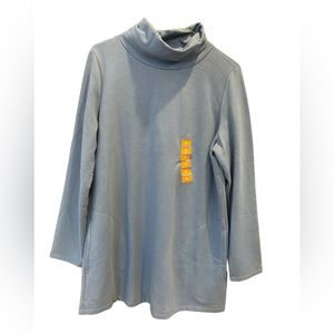 Jones New York Signature Mineral‎ Blue Turtleneck Top Shirt Long Sleeve